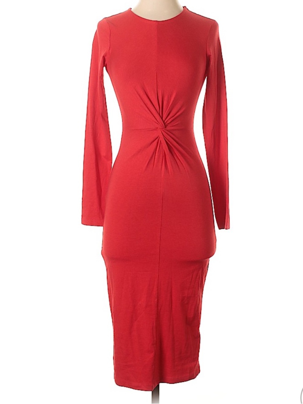 H&M Red Knot-Front Midi Dress
